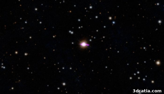 A telescopic image of the young star BP-Tau, accompanied by its 3D model representation.
