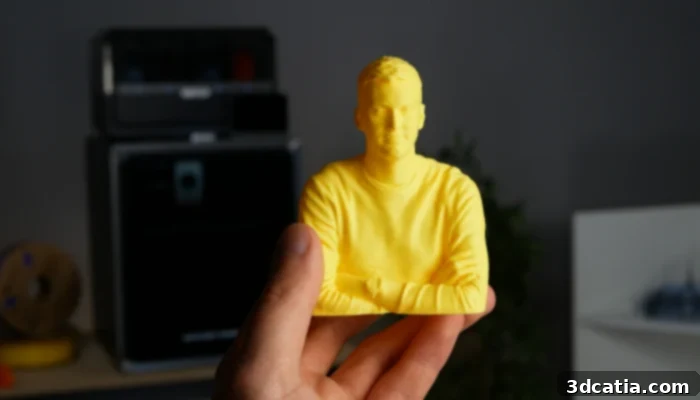 A 3D printed statue, highlighting the Kobra S1's ability to produce detailed models.