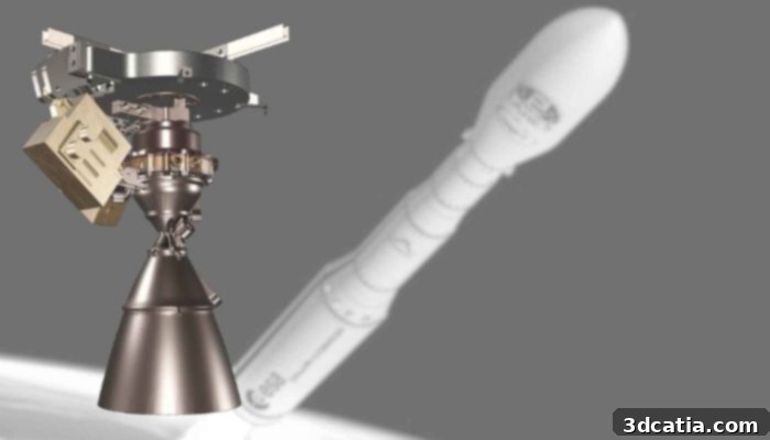 A conceptual image of the AVIO MPGE 3D printed rocket engine