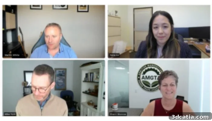 Panel discussion on creating lightweight parts with Metal AM featuring Dr. Martin White, Sherri Monroe, Mike York, and Ilana Lu.