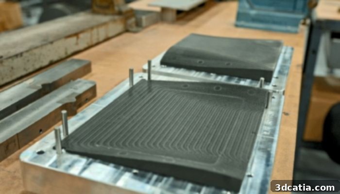 East/West Industries uses Fortus 450 3D printer and Nylon 12CF to print metal forming dies, achieving 80% cost savings and 1-week production time compared to 8 weeks for machining.