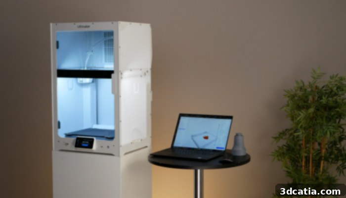 UltiMaker S8 and Cura interface showing a 3D model