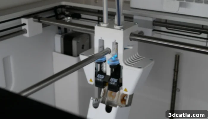 Close-up view of UltiMaker Printcores