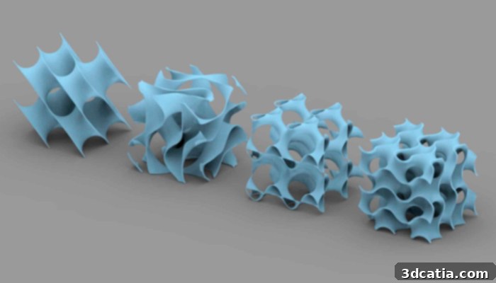 A 3D model cutaway showing an intelligent infill pattern affecting the final strength.