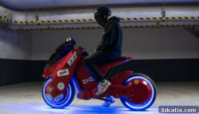 DAB Motors x Vita Veloce Team 3D printed electric motorcycle, side view