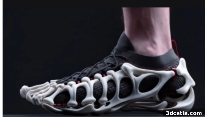 The EXOSKYN sneaker, a 3D printed monoblock design inspired by human anatomy.