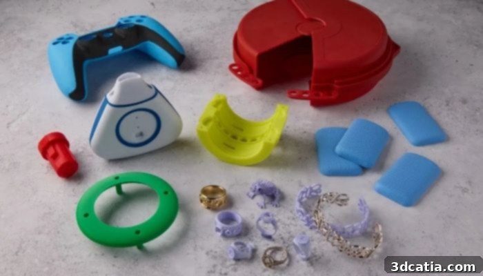 Parts printed with new Formlabs Color Resin V5 and True Cast Resin.