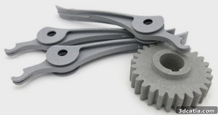 Alumide 3D printed part showing metallic sheen