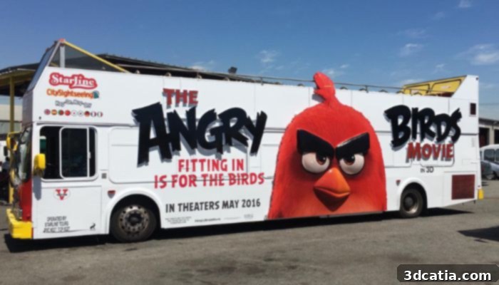 3D printed Angry Birds bus wrap