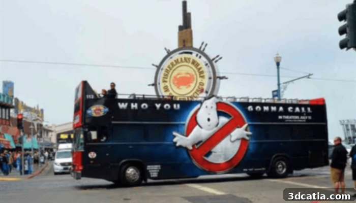 3D printed Ghostbusters logo on a bus
