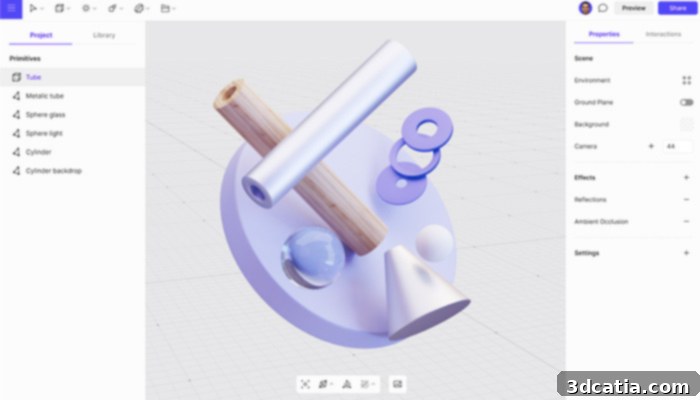 Vectary offers web-based 3D design using mathematical functions for precise models.
