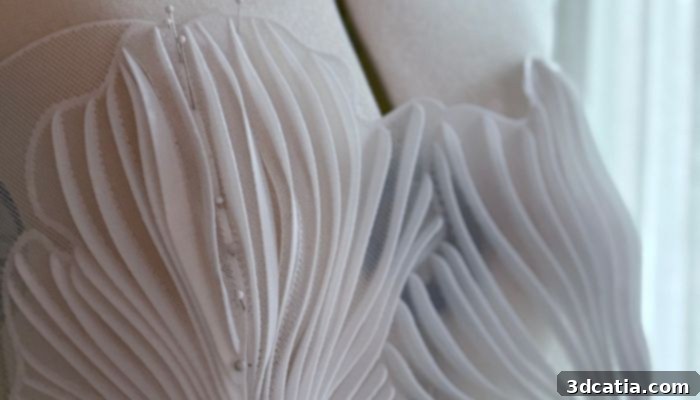 3D printed fabric demonstrating unique, fluid geometries and textures.