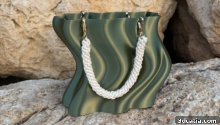 Custom 3D printed bag showcasing innovative design by studio mg².