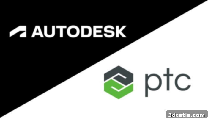 Autodesk logo and PTC logo