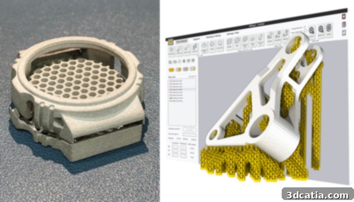 3D printed part with MIRA3D support structures.