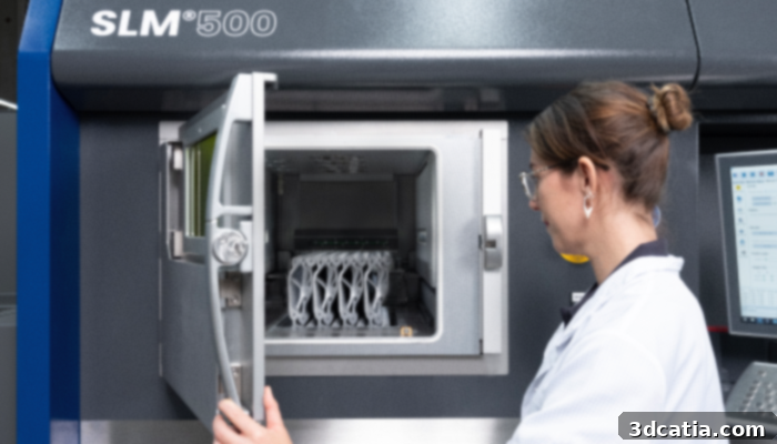 The inside of the Nikon SLM500 Printer (Credit: Nikon SLM Solutions)