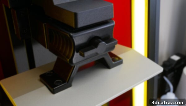 The DF2+'s print bed locks automatically, but a key included with the printer also allows manual control.