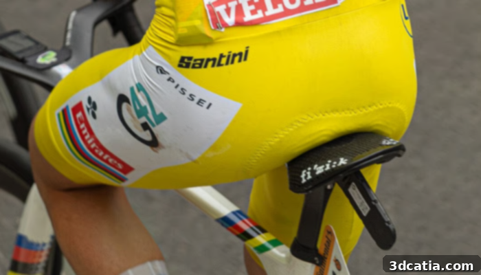 Tadej Pogačar's custom 3D printed saddle used for Stage 21 of the Tour de France