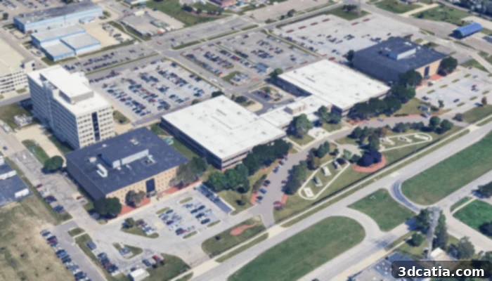 An aerial view of the Detroit Arsenal where 3D printed panels will be installed by 2027. 