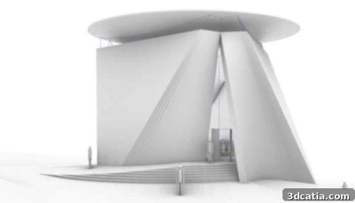The building's basic form takes advantage of the design possibilities offered by 3D concrete printing. (Credit: Jiří Suchomel)