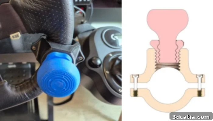 An assistive steering wheel knob is available to download on Cults. (Image credits: MIGUEPPC via Cults)