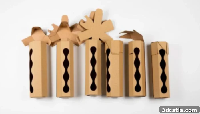 Recyclable cardboard tube packaging designed for four POINT tennis balls