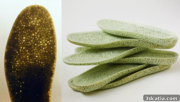 The custom 3D-printed midsole of a Sneakprint sneaker, designed for personalized comfort and support.