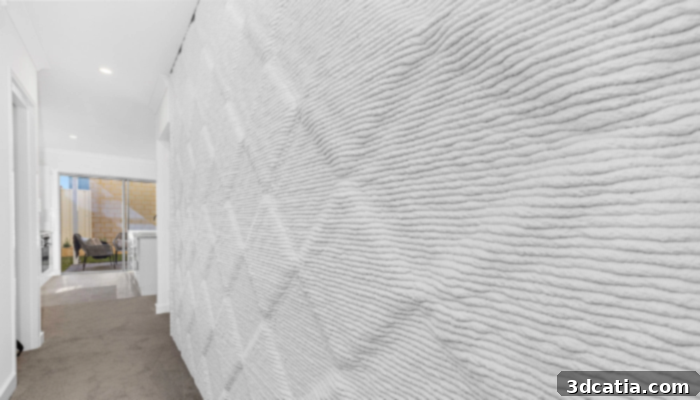The project seeks to mesh the 3D printed walls with modern glazing and design elements.