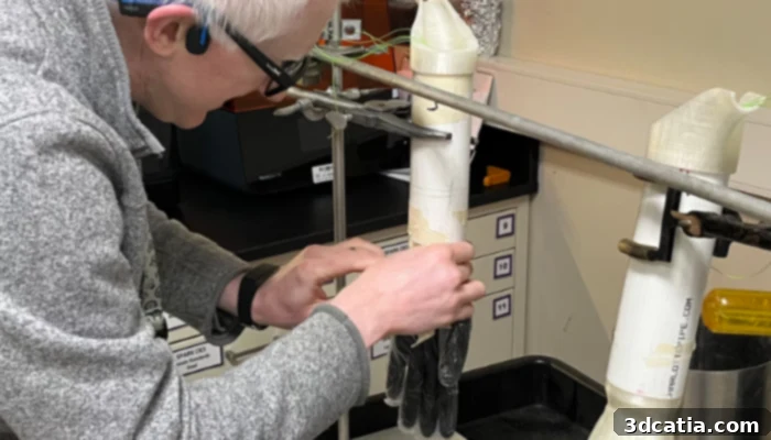 The testing of the glove. 