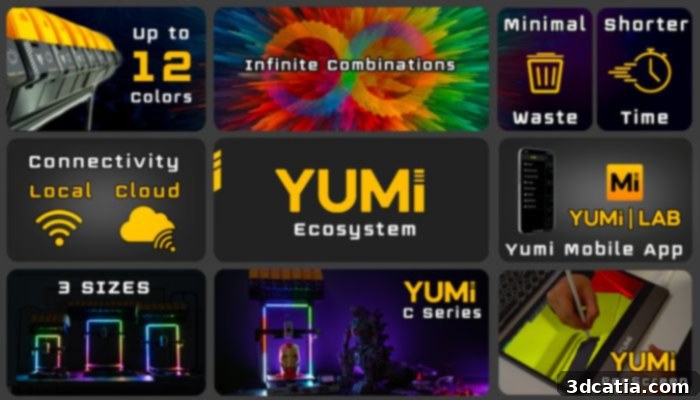 YUMI 3D Printer showcasing its multi-color capabilities