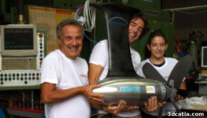 Roberto Baffigo and the Velettrica team with the SAIL-POD 25 motor