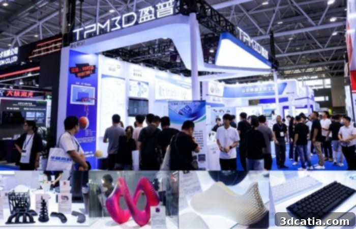 TPM3D booth showcasing diverse solutions to reduce production time and costs for additive manufacturing