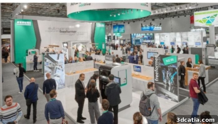 Arburg’s Booth at Formnext 2024 showcasing its additive manufacturing capabilities and Freeformer machines