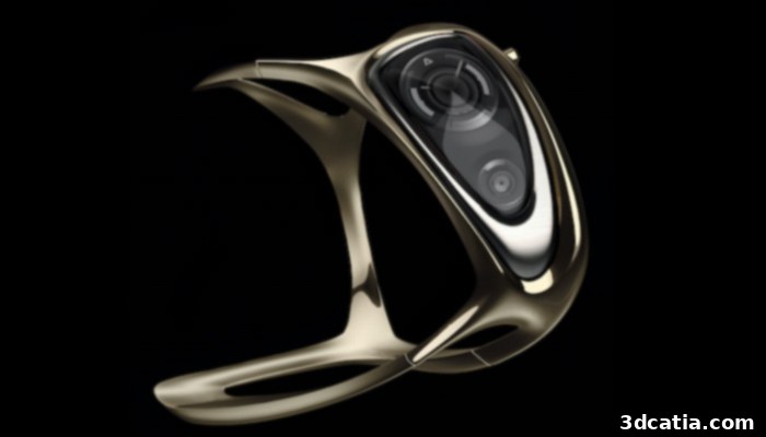 Synchronos custom gold 3D printed watch, highlighting a luxurious finish