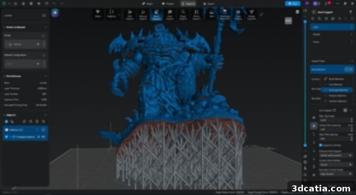 The Area Support Function allows users to draw specific areas for custom supports.