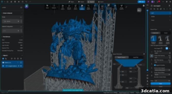 The Auto Support mode in CHITUBOX, enhanced by AI capabilities.