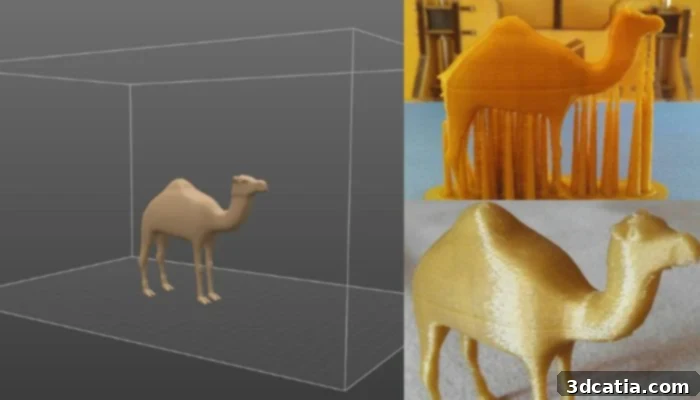 A 3D printed model of a dromedary, meticulously designed using 3DCoat Print, showcasing the software's capability for detailed organic forms.