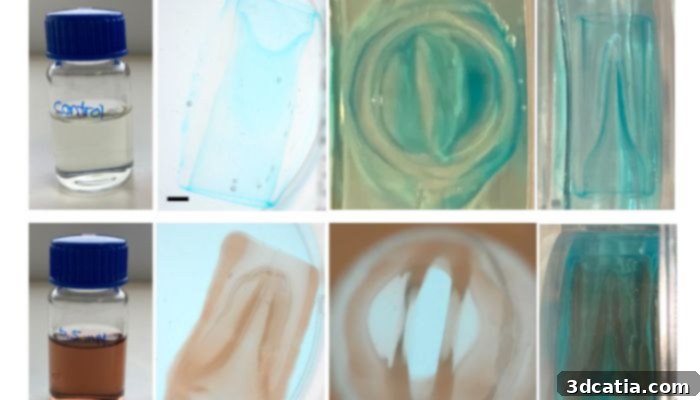 Valves manufactured through volumetric 3D printing. (Credit: American Chemical Society)