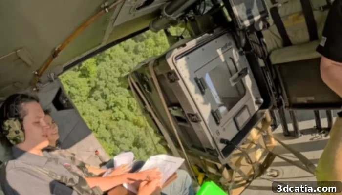 3D printer operating inside a Black Hawk helicopter during flight