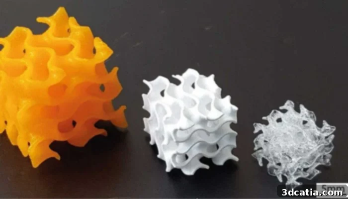 The two-stage firing process for ETH Zurich's 3D printed glass: a blank resin object (left) is first fired at 600 degrees Celsius to remove the polymer framework, and then fired again at 1000 degrees to transform it into solid, transparent glass (right).