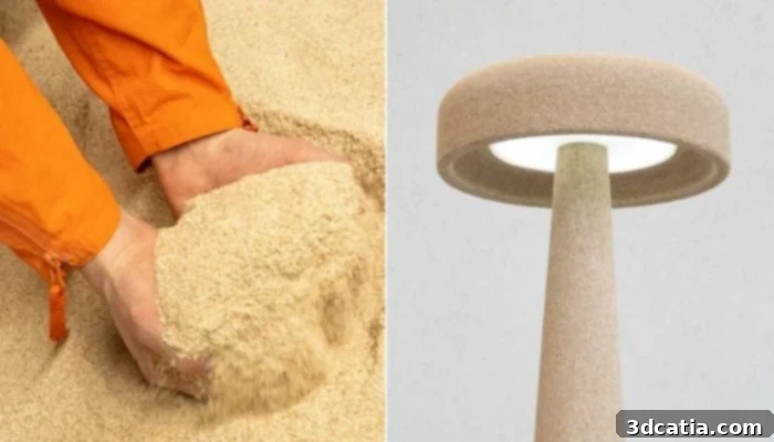 econitWood material, made from beech wood waste, for additive manufacturing.