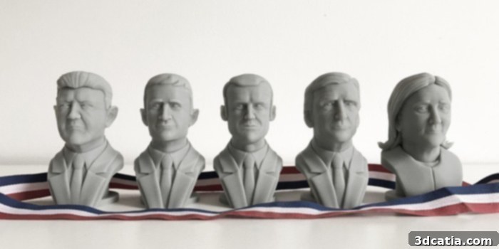 2018's Top 10: Must-Have 3D Models and STL Files 7 3D printed busts of French presidential candidates