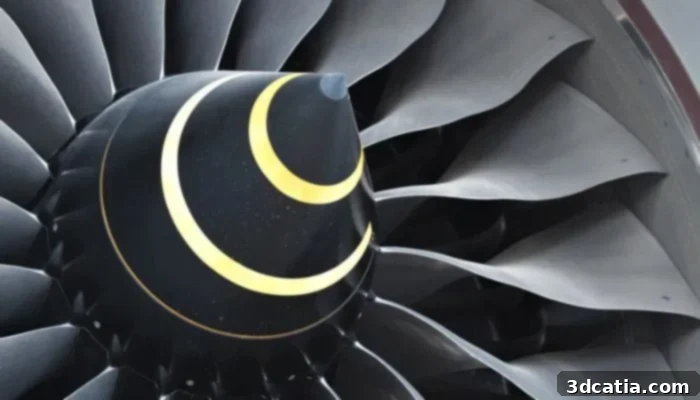 Jet engine blades showing intricate design