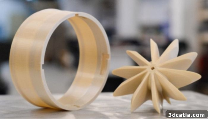3D-printed parts in PEEK. (Photo Credit: Elecrow)
