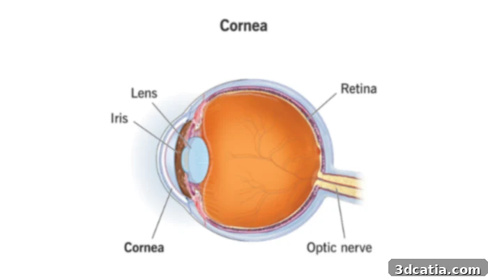 The cornea is the outermost layer of the eye, and helps protect the iris. (Photo Credit: Cleveland Clinic)