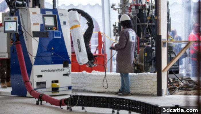 3D printing construction showing Batiprint 3D machine