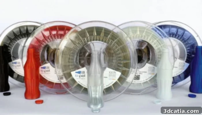 3D-printed bottles made from recycled PET bottles