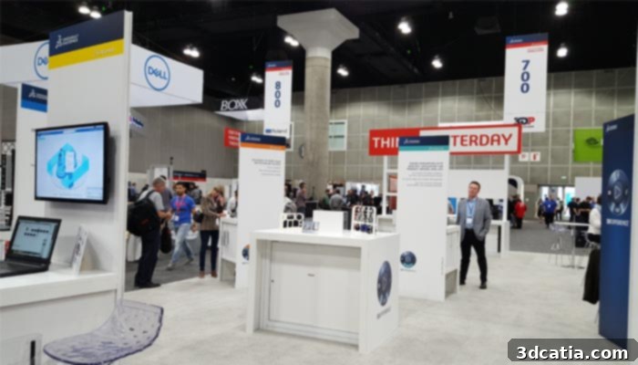 Solidworks World 2018 event with Dassault Systèmes stand showcasing innovations