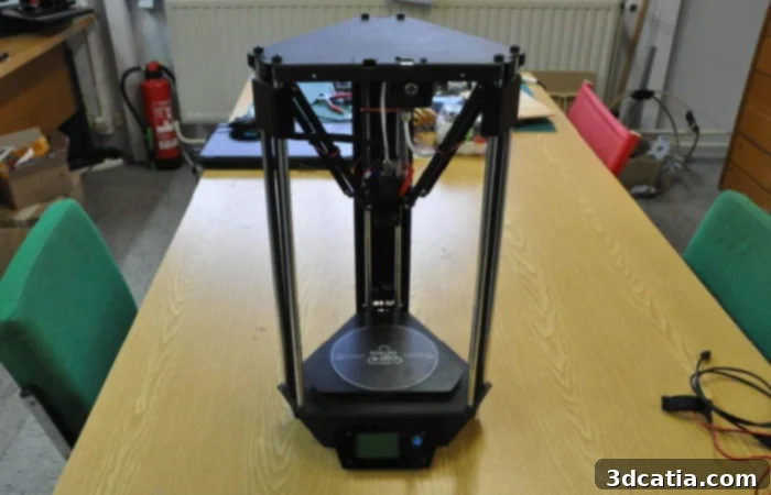 MicroDelta Rework printing a filament spool holder