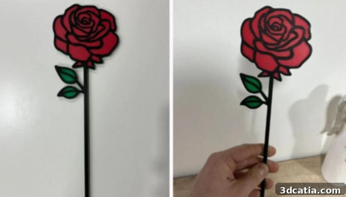 3D printed multicolor rose for Valentine's Day